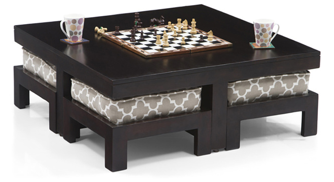 Tribal Coffee Table Set (Ebony & Morocco Lattice Beige)